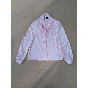 Charlotte Van Horne Vintage Silky Satin Blouse Top Womens 8 Pink Secretary